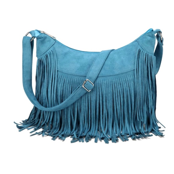 Western Vegan Suede Zipper Fringe Hobo shoulder Bag